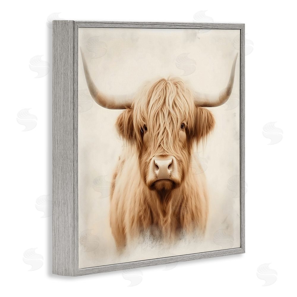 Creative Studio Dreamy Fluffy Highland Portrait Gray Framed Giclee Wall Art Print