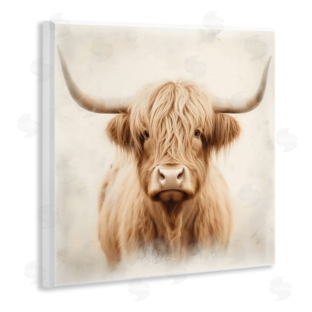 Creative Studio Dreamy Fluffy Highland Portrait Wall Plaque with Fixed Lithograph Print