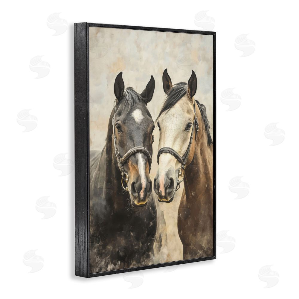 Creative Studio Pair of Horses in Harmony Black Framed Giclee Wall Art