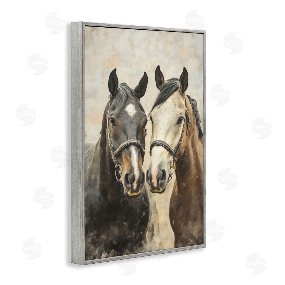 Creative Studio Pair of Horses in Harmony Gray Framed Giclee Wall Art