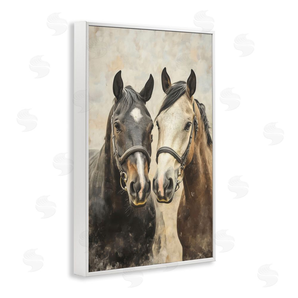 Creative Studio Pair of Horses in Harmony White Framed Giclee Wall Art