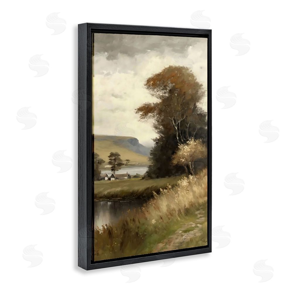 Creative Studio House By The Water Retreat Black Floating Framed Canvas Wall Art