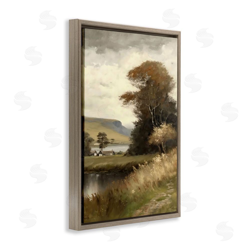 Creative Studio House By The Water Retreat Brown Floating Framed Canvas Wall Art