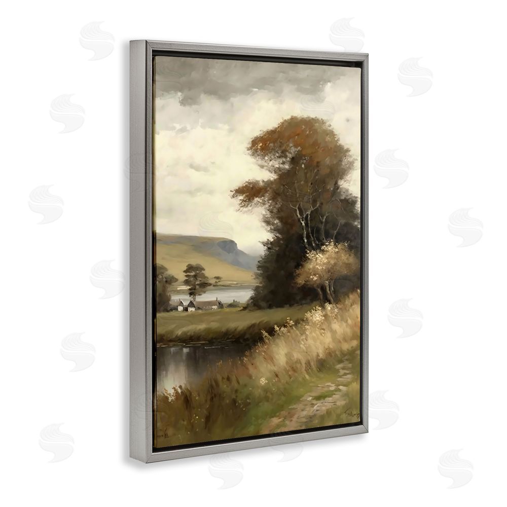 Creative Studio House By The Water Retreat Gray Floating Framed Canvas Wall Art