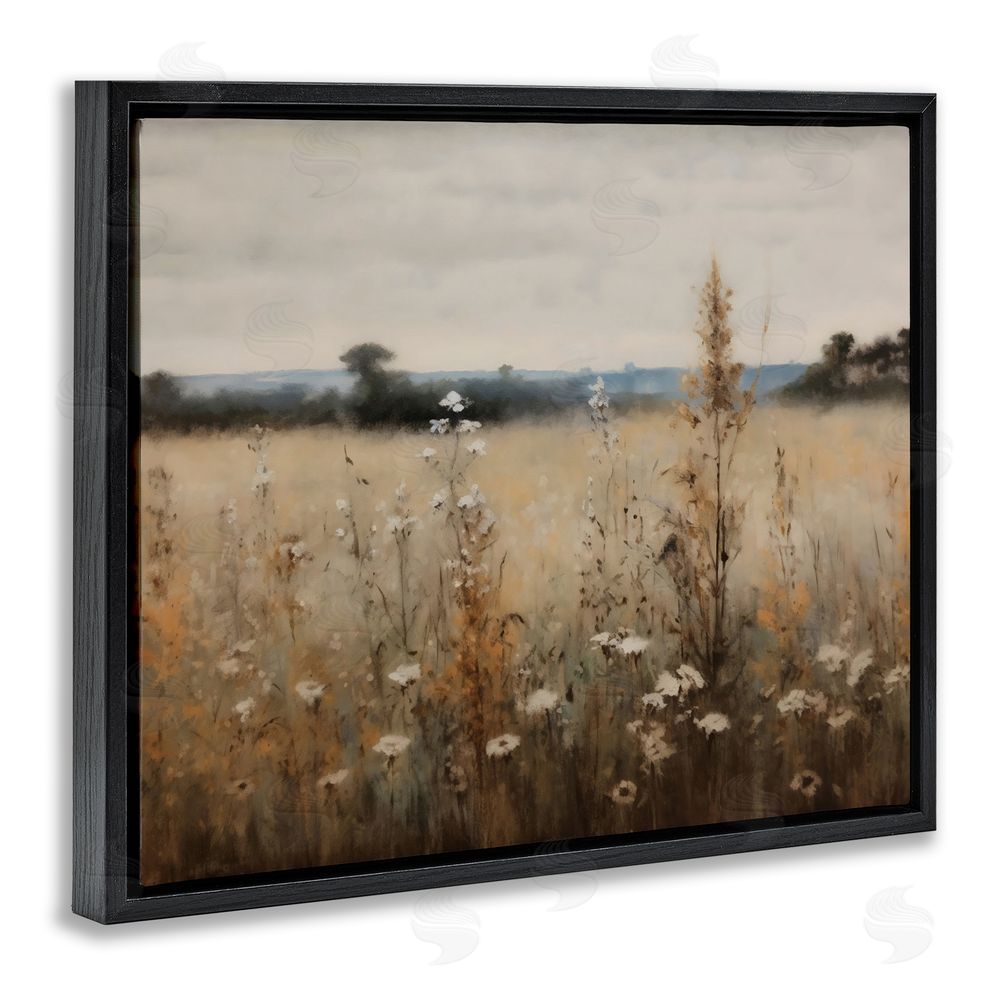 Creative Studio Country Wildflowers in Misty Meadow Black Floating Frame Canvas Wall Art Print