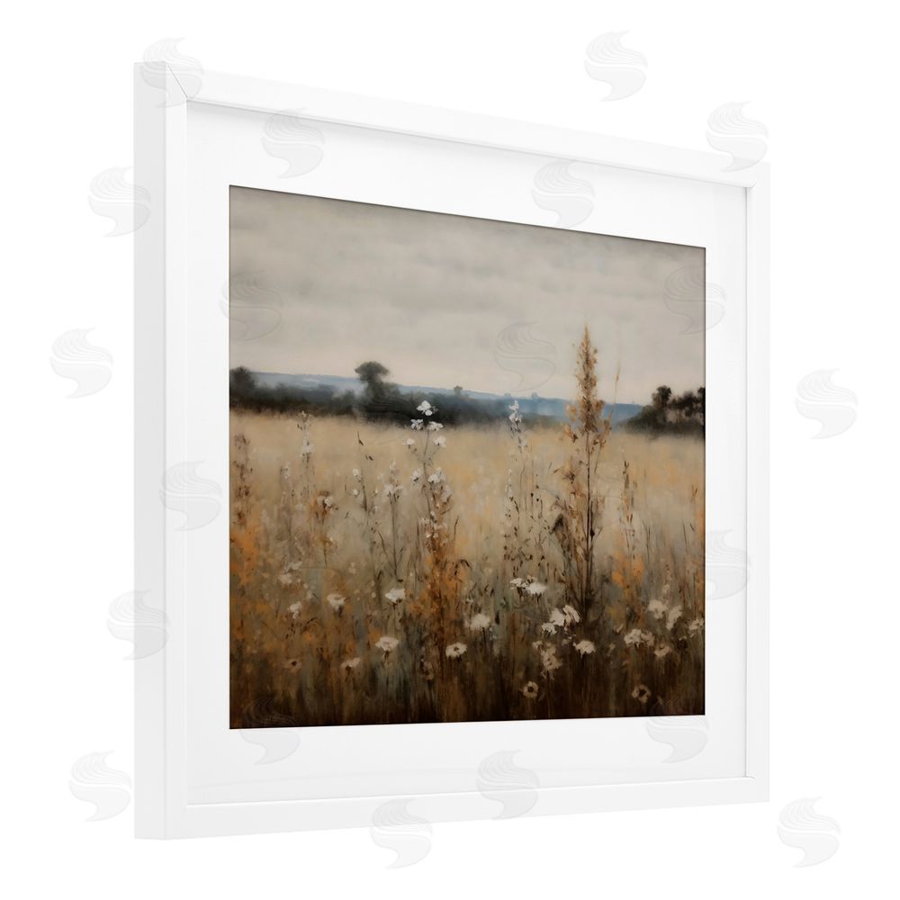 Creative Studio Country Wildflowers in Misty Meadow White Framed Print Under Glass Wall Art