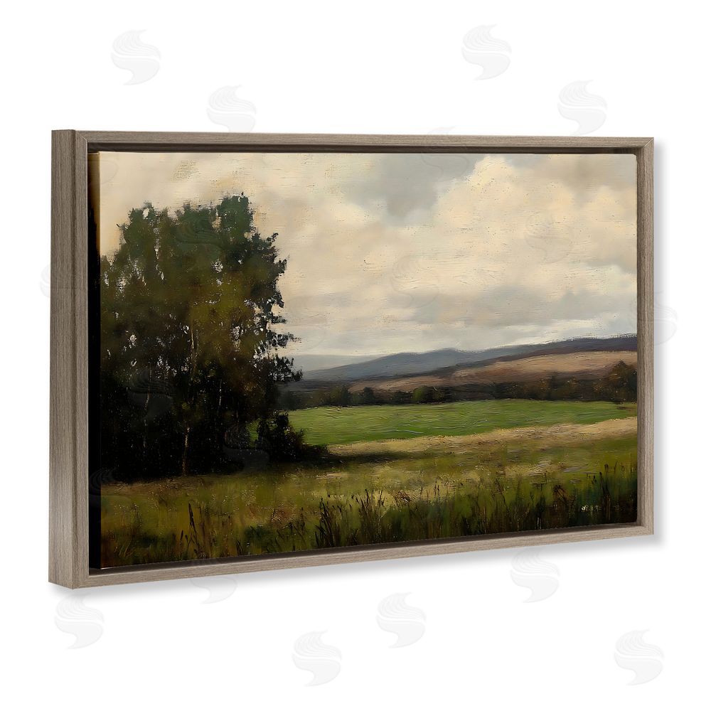 Creative Studio Hills In The Distance Brown Floating Framed Canvas Wall Art