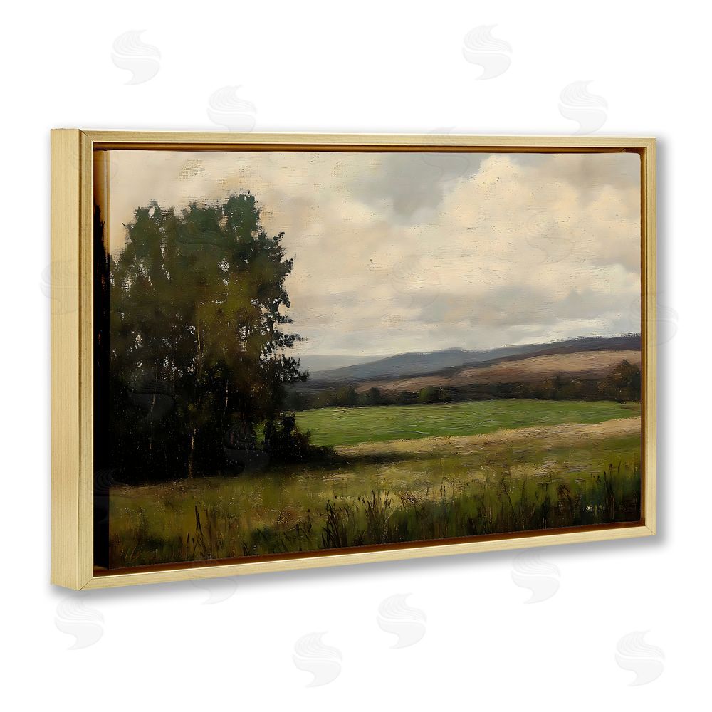 Creative Studio Hills In The Distance Gold Floating Framed Canvas Wall Art
