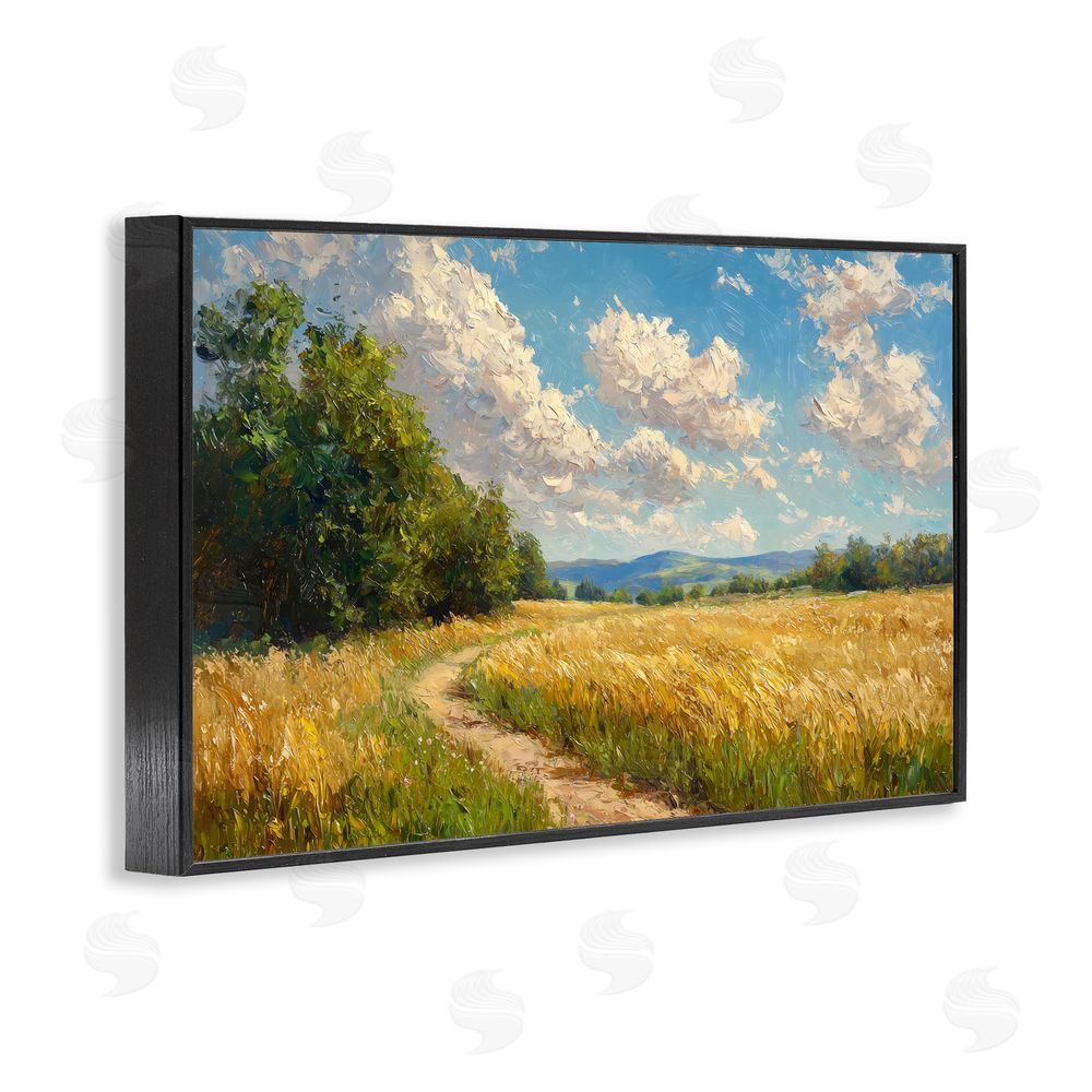 Creative Studio Winding Path Through Wheat Field Black Framed Giclee Wall Art Print