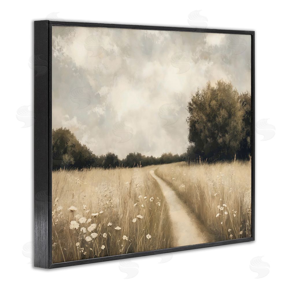Creative Studio Journey Through Wildflowers in Meadow Black Framed Giclee Wall Art