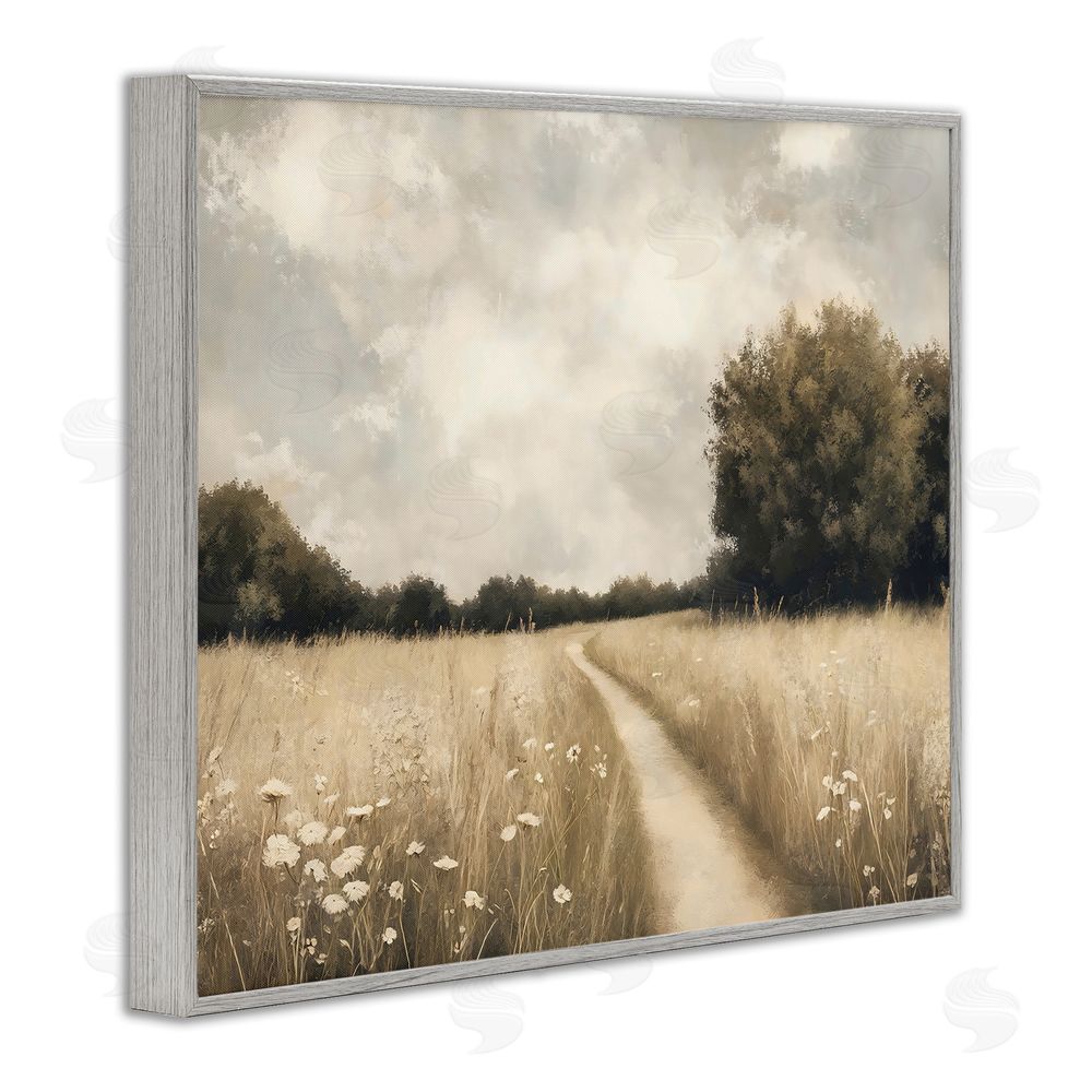 Creative Studio Journey Through Wildflowers in Meadow Gray Framed Giclee Wall Art