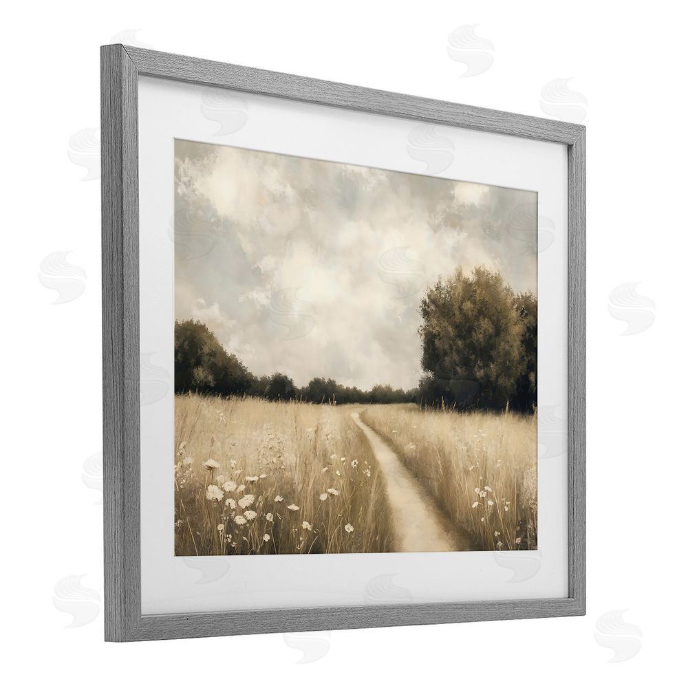 Creative Studio Journey Through Wildflowers in Meadow Gray Framed Print Under Glass Wall Art
