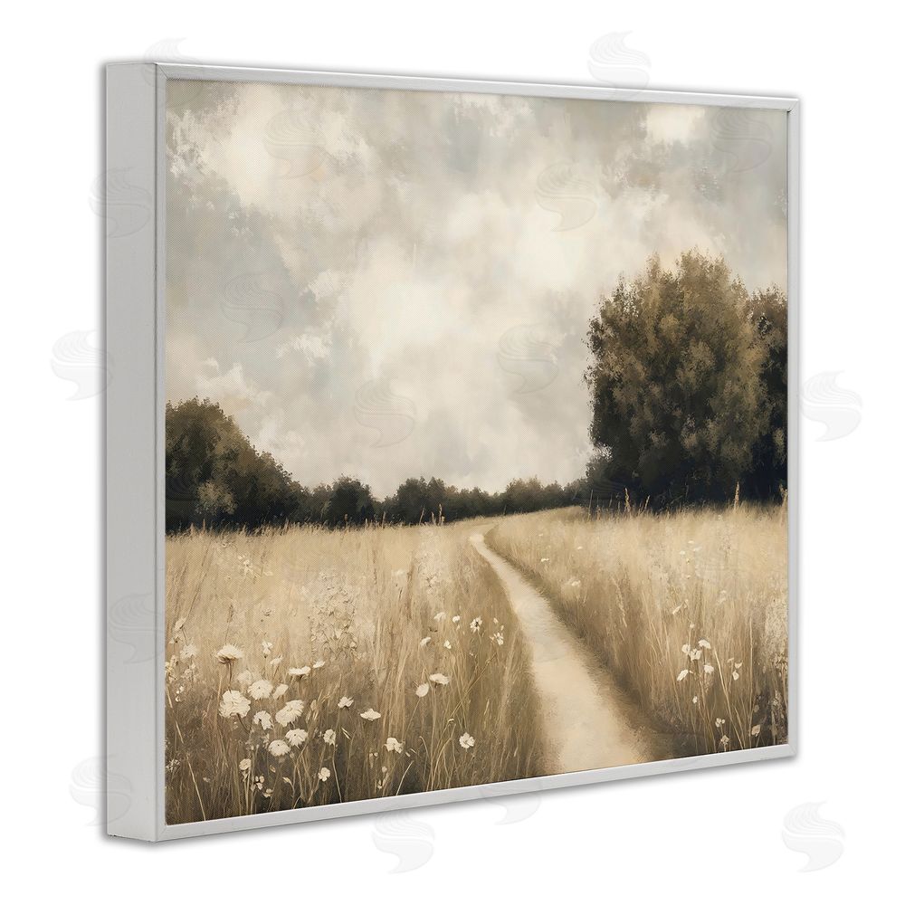 Creative Studio Journey Through Wildflowers in Meadow White Framed Giclee Wall Art