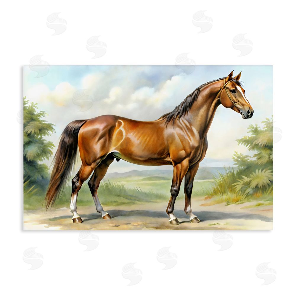 Creative Studio Majestic Horse in Pastoral Landscape Stretched Canvas Wall Art
