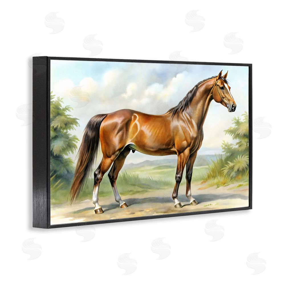 Creative Studio Majestic Horse in Pastoral Landscape Black Framed Giclee Wall Art