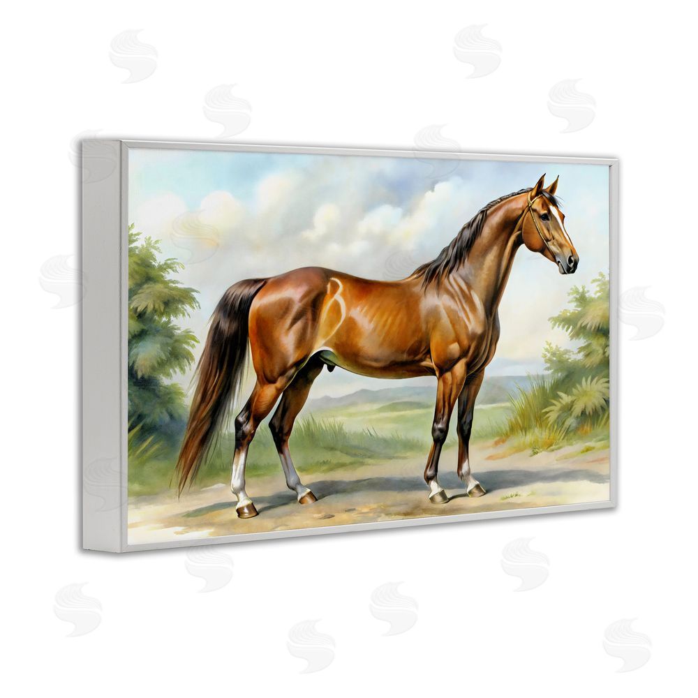 Creative Studio Majestic Horse in Pastoral Landscape White Framed Giclee Wall Art