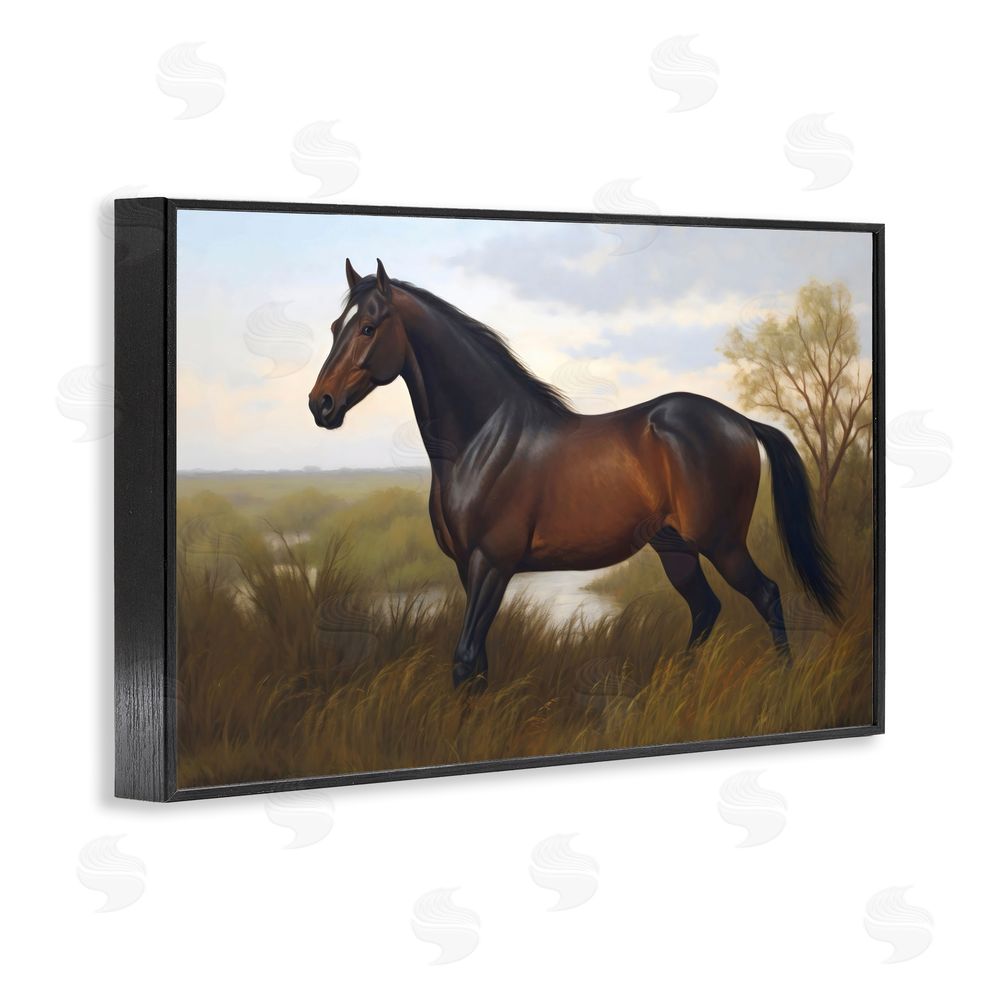 Creative Studio Stallion in Marshland Black Framed Giclee Wall Art Print