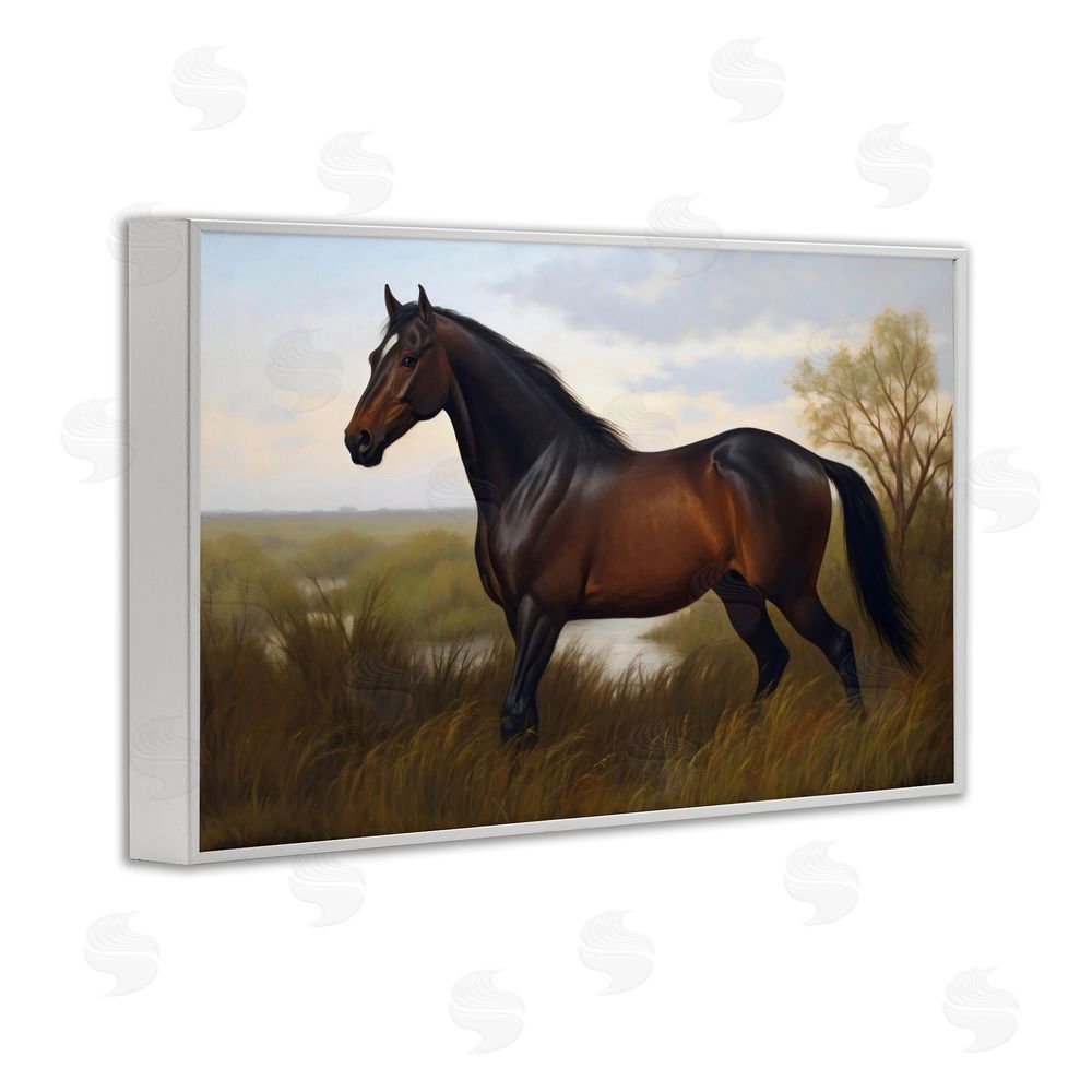 Creative Studio Stallion in Marshland White Framed Giclee Wall Art Print