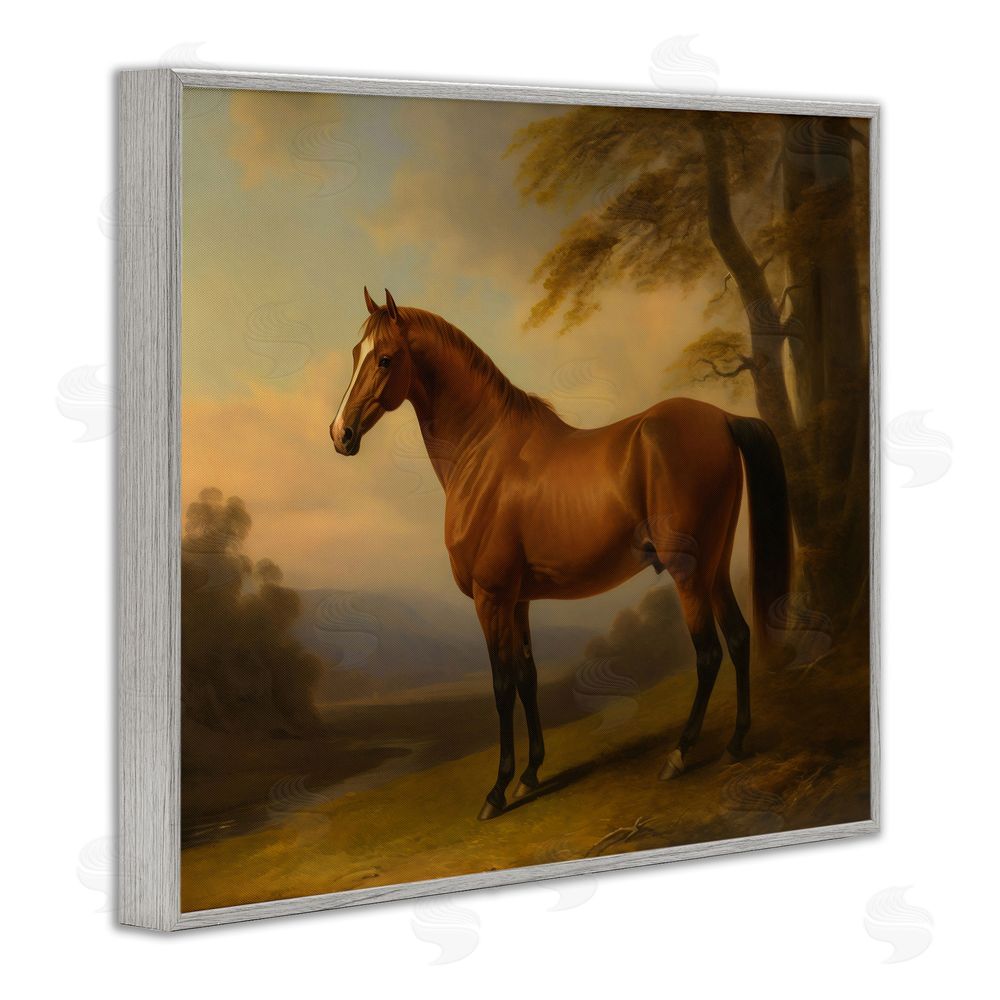 Creative Studio Vintage Chestnut Horse Gray Framed Giclee Wall Art Print