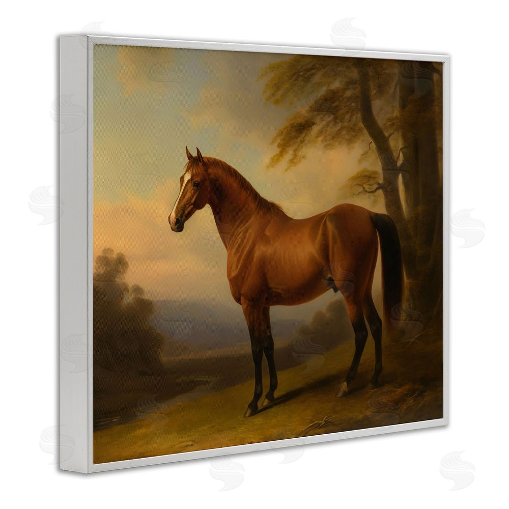 Creative Studio Vintage Chestnut Horse White Framed Giclee Wall Art Print