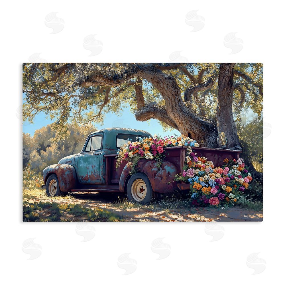 Franklyn Gregory Repurposed Truck Filled with Flowers Stretched Canvas Wall Art