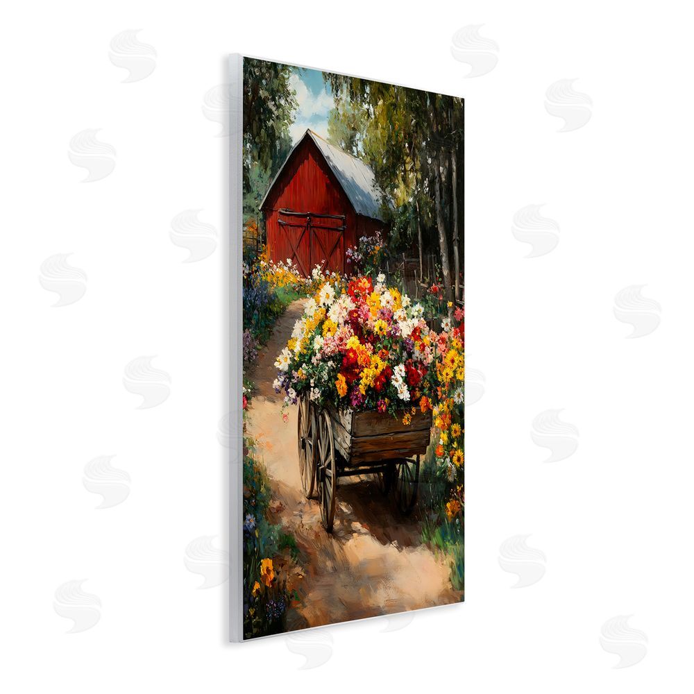 Franklyn Gregory Floral Wagon in Summer Garden Wall Plaque Home Decor Art Print