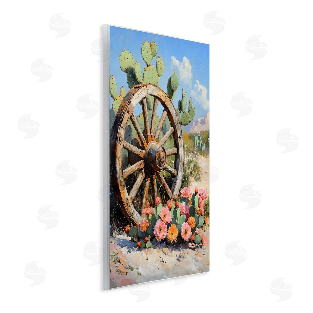 Franklyn Gregory Wagon Wheel Among Cactus Wall Plaque Printed Art