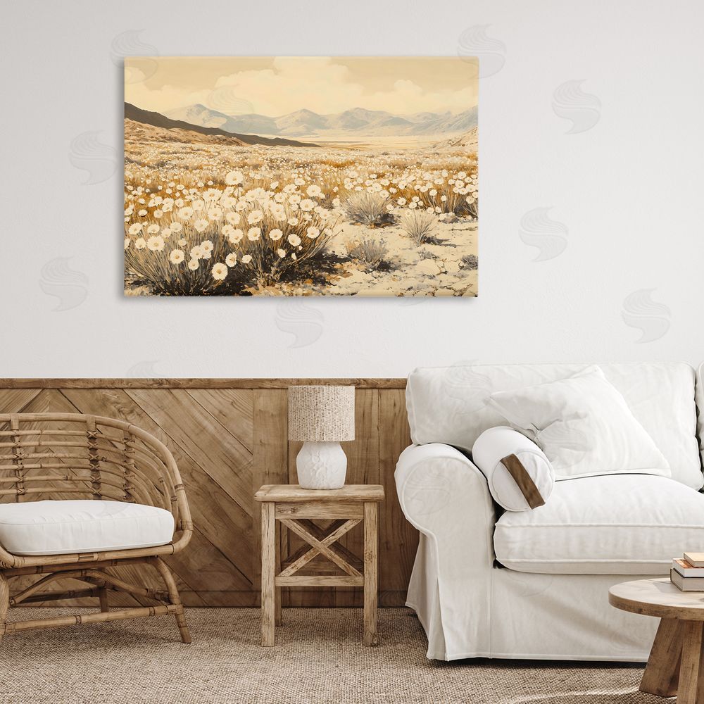 Franklyn Gregory Desert Wildflowers in Golden Valley Stretched Canvas Wall Art in Room