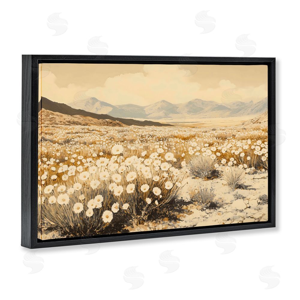 Franklyn Gregory Desert Wildflowers in Golden Valley Black Floating Frame Canvas Wall Art Print