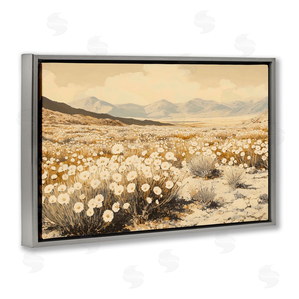 Franklyn Gregory Desert Wildflowers in Golden Valley Gray Floating Frame Canvas Wall Art Print