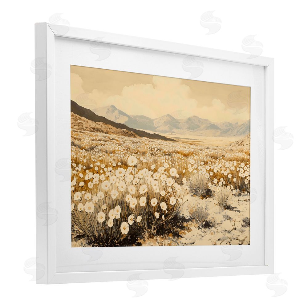 Franklyn Gregory Desert Wildflowers in Golden Valley White Framed Print Under Glass Wall Art