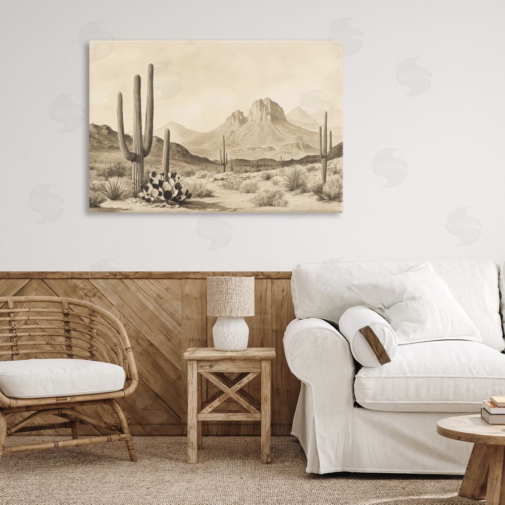 Petal Prints Design Arizona Desert Vista Stretched Canvas Wall Art Print in Room