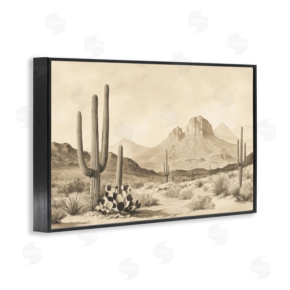 Petal Prints Design Arizona Desert Vista Black Framed Giclee Wall Art Print