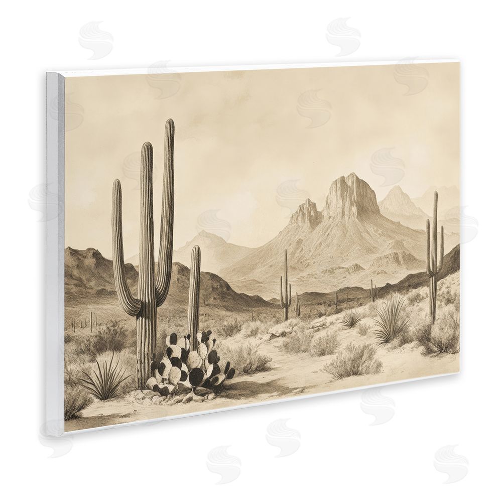 Petal Prints Design Arizona Desert Vista Wall Plaque Art Print with White Foil Wrap
