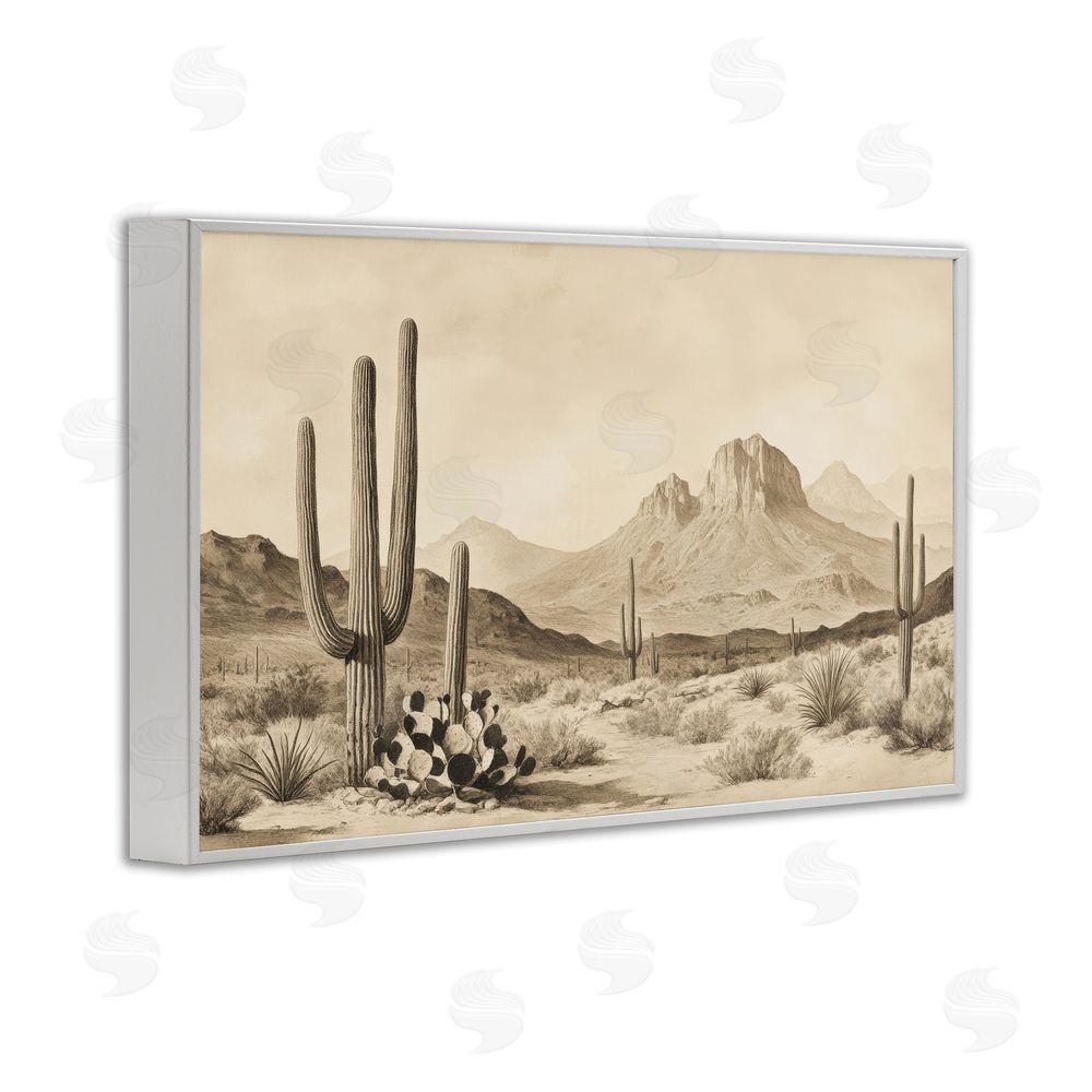 Petal Prints Design Arizona Desert Vista White Framed Giclee Wall Art Print