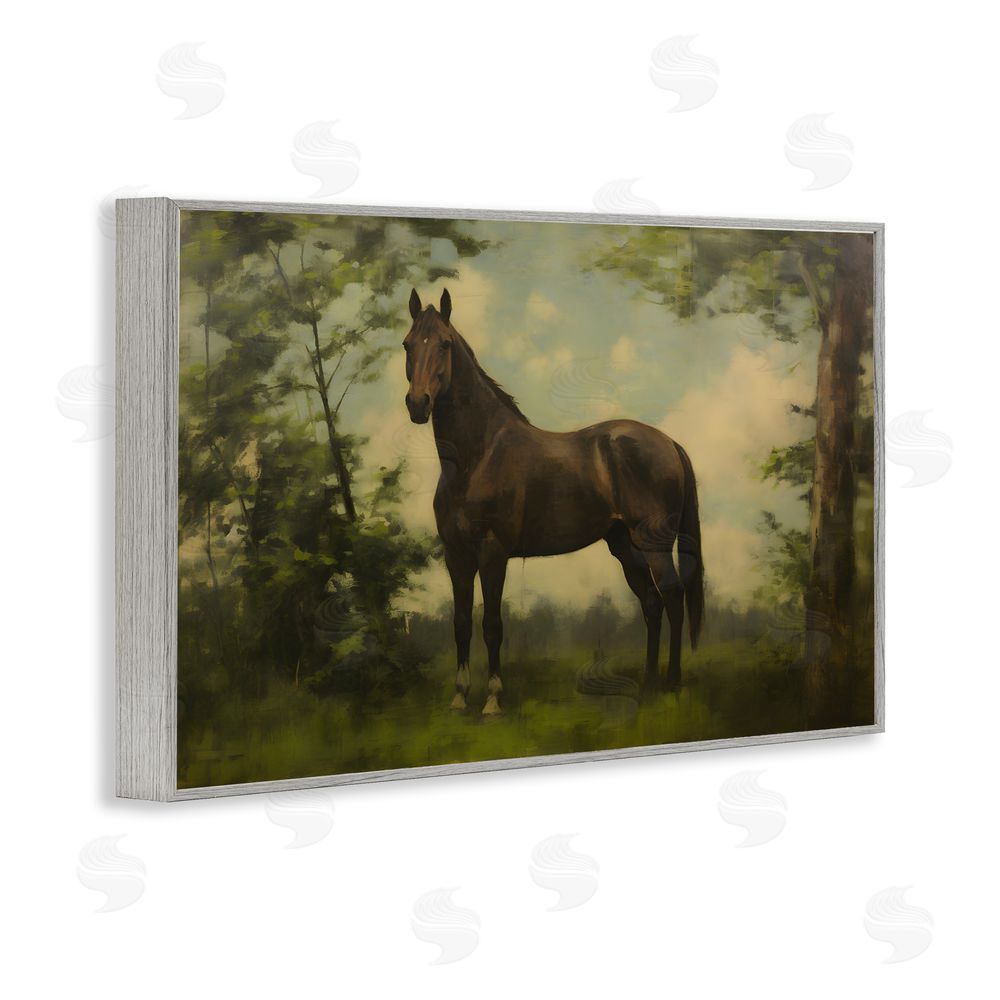 Petal Prints Design Forest Horse Portrait Gray Framed Giclee Wall Art