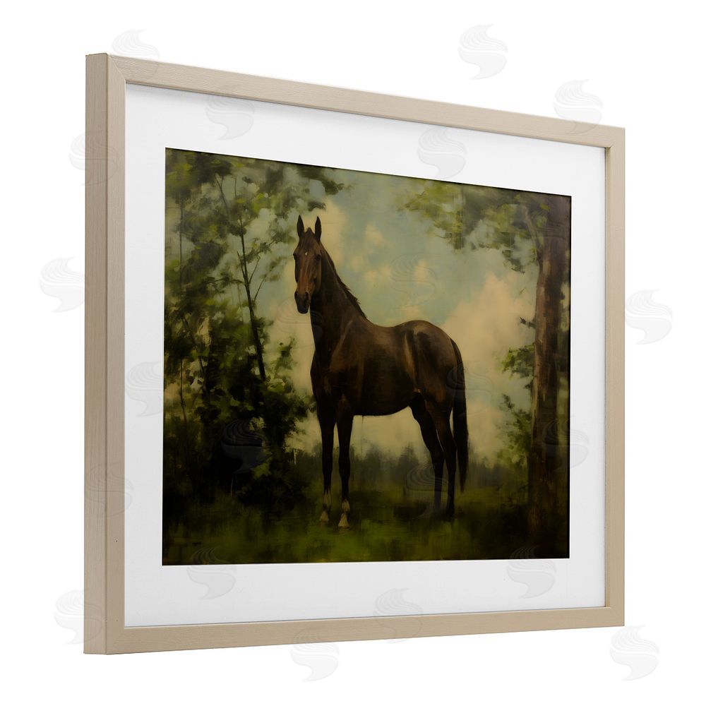 Petal Prints Design Forest Horse Portrait Brown Framed Print Under Glass Wall Art