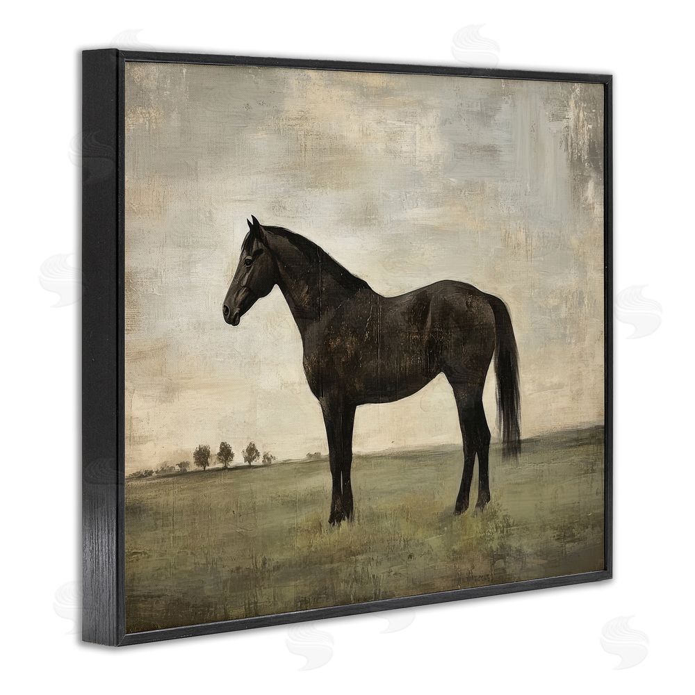 Petal Prints Design Distressed Horse Portrait Black Framed Giclee Wall Art Print