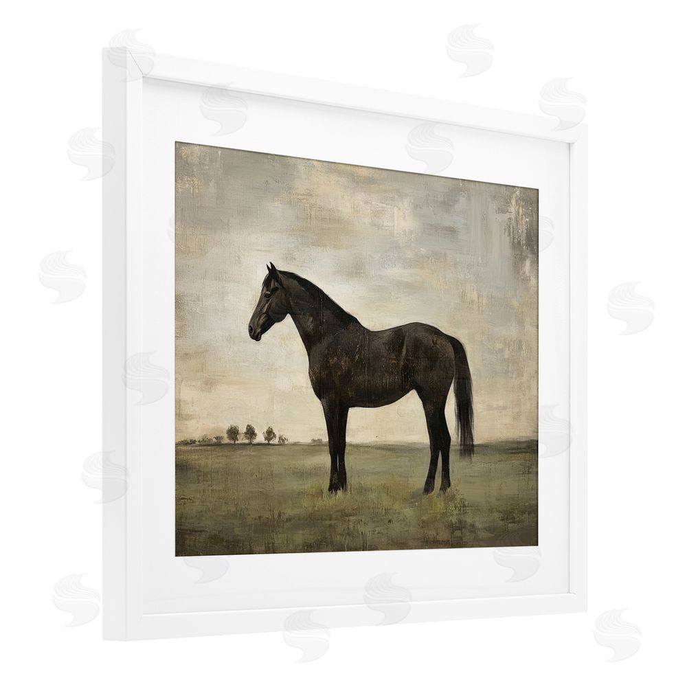 Petal Prints Design Distressed Horse Portrait White Framed Print Under Glass Wall Art