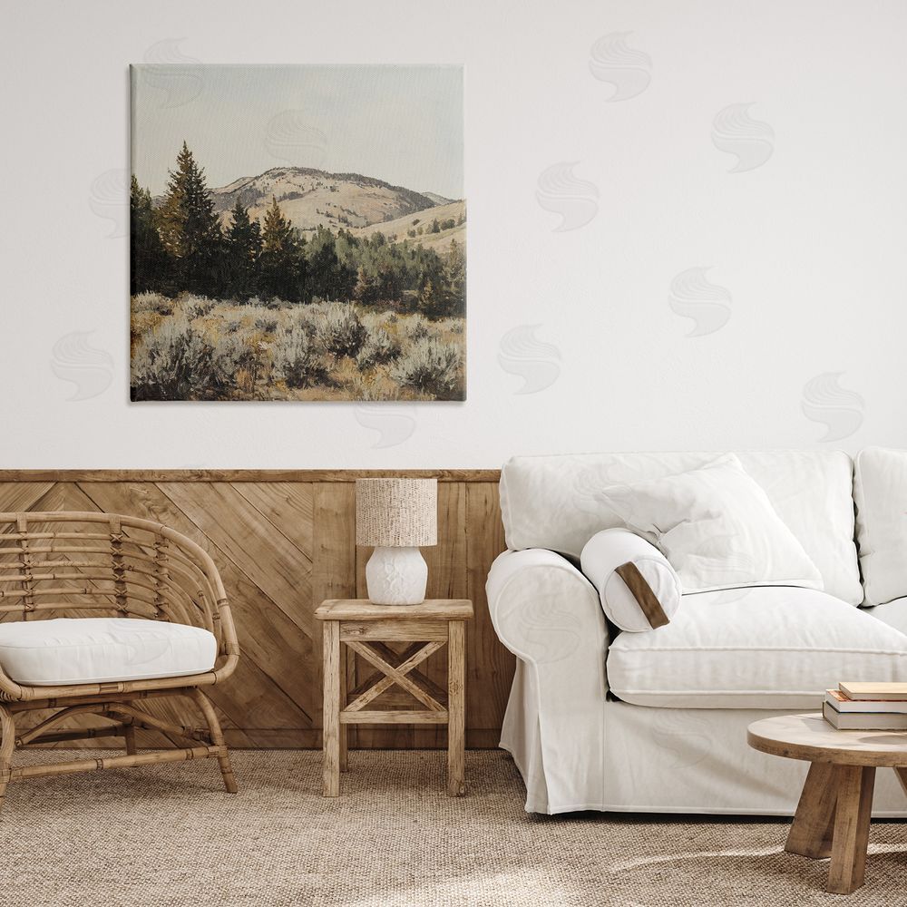 Petal Prints Design Cedar Mountain View Stretched Canvas Wall Art Print in Room