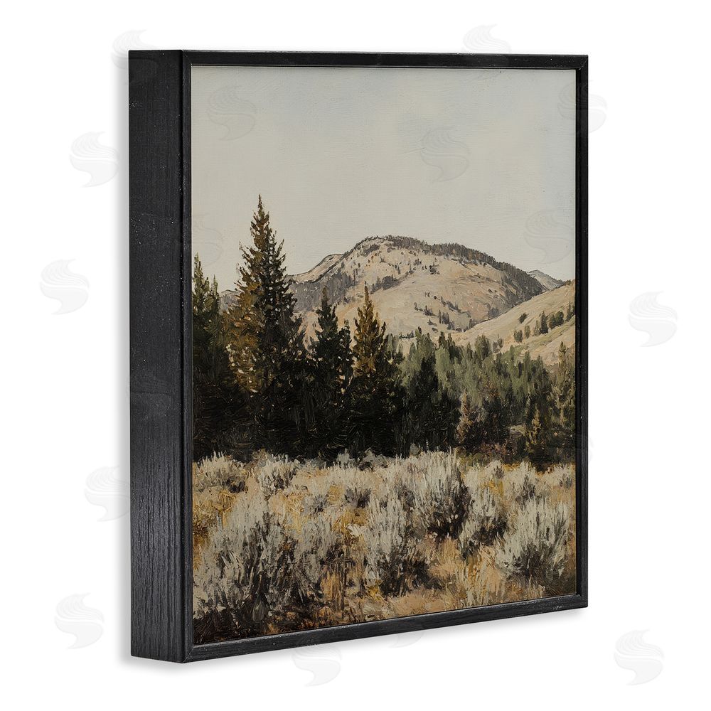Petal Prints Design Cedar Mountain View Black Framed Giclee Wall Art Print