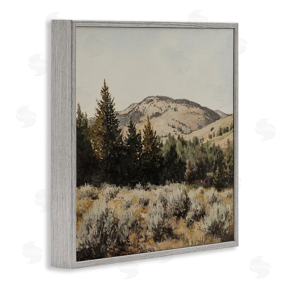 Petal Prints Design Cedar Mountain View Gray Framed Giclee Wall Art Print