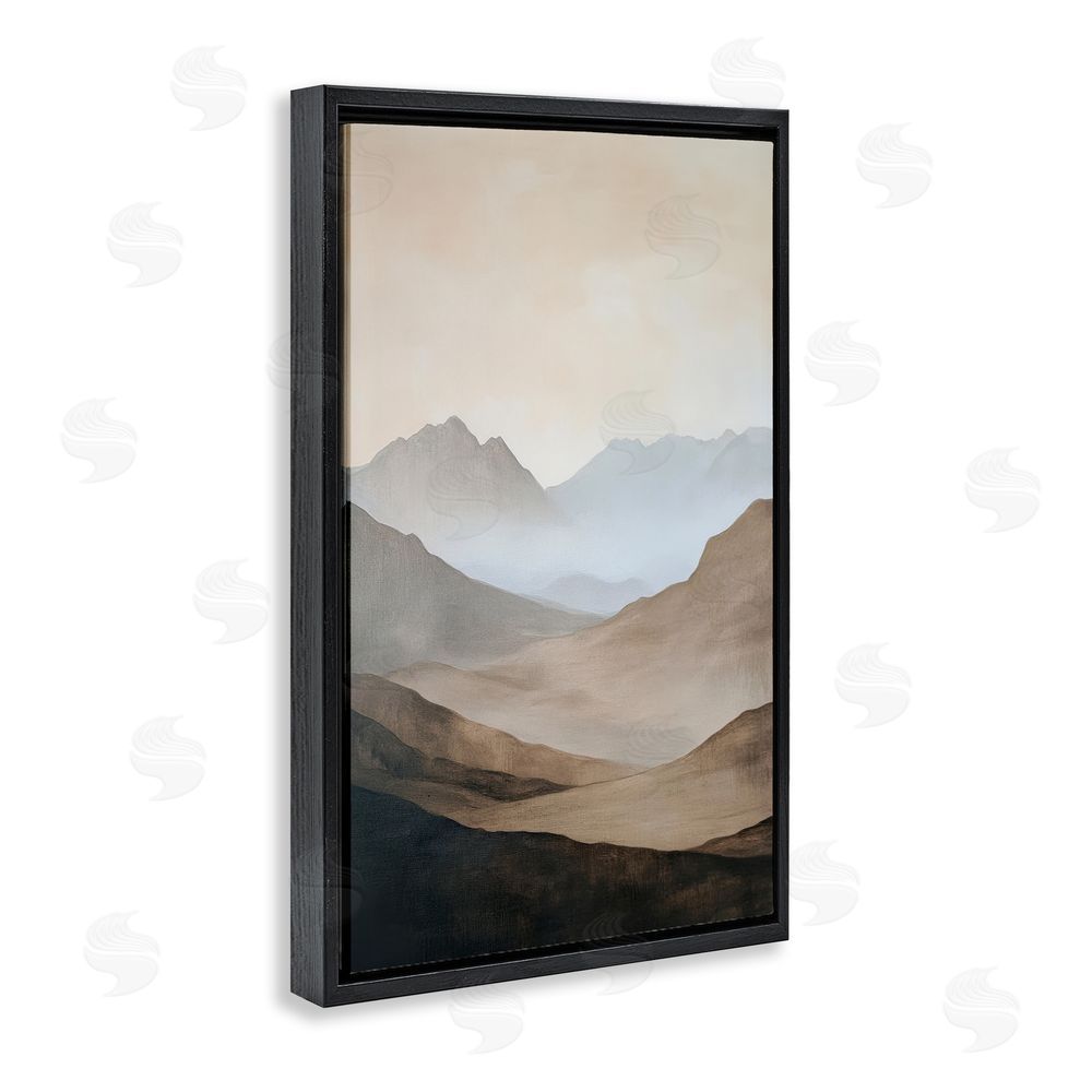 Petal Prints Design Foggy Mountains Over Valley Black Floating Framed Canvas Wall Art