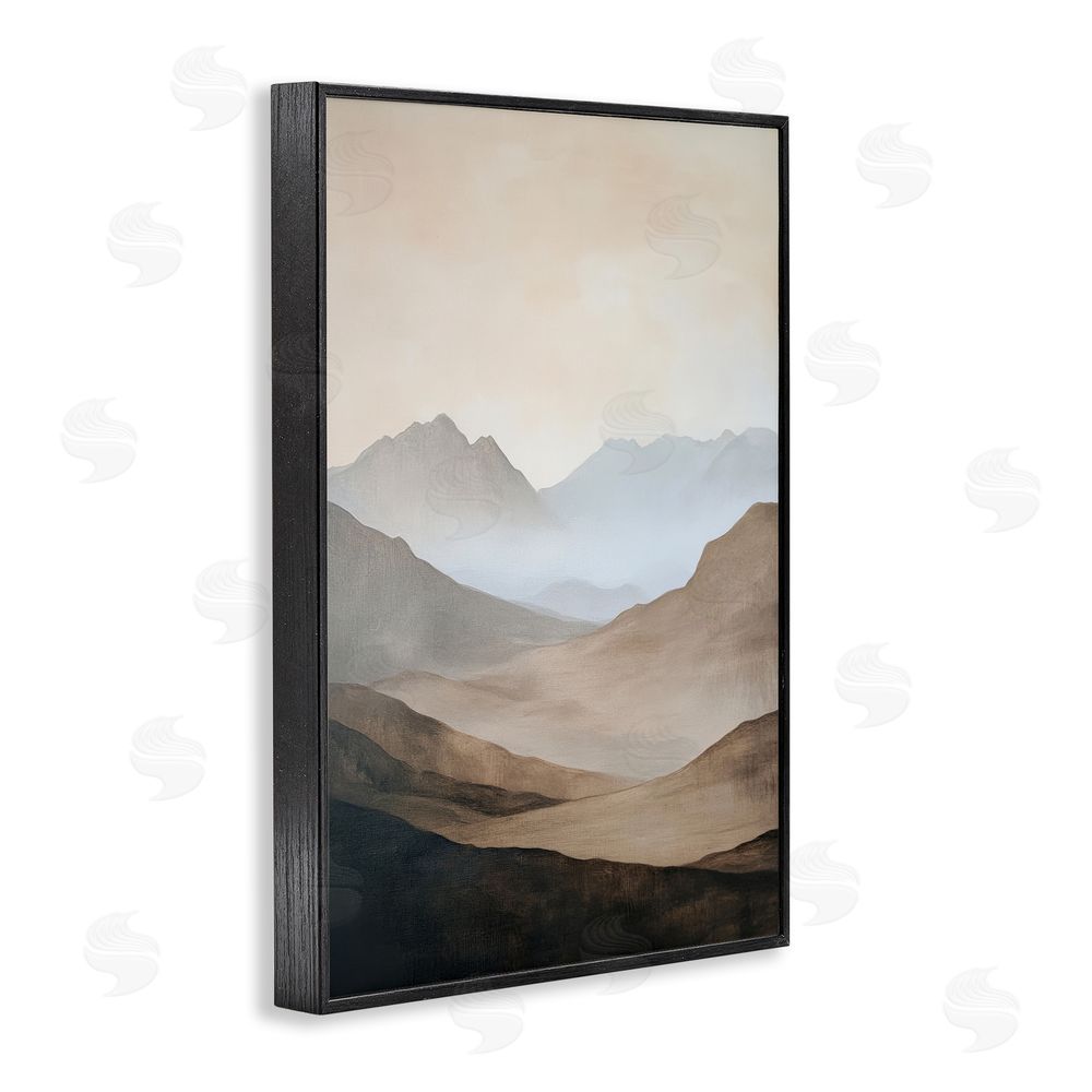 Petal Prints Design Foggy Mountains Over Valley Black Framed Giclee Wall Art