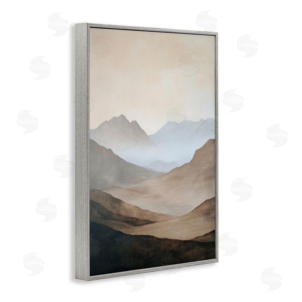 Petal Prints Design Foggy Mountains Over Valley Gray Framed Giclee Wall Art