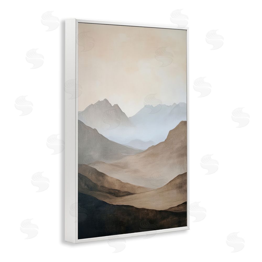 Petal Prints Design Foggy Mountains Over Valley White Framed Giclee Wall Art