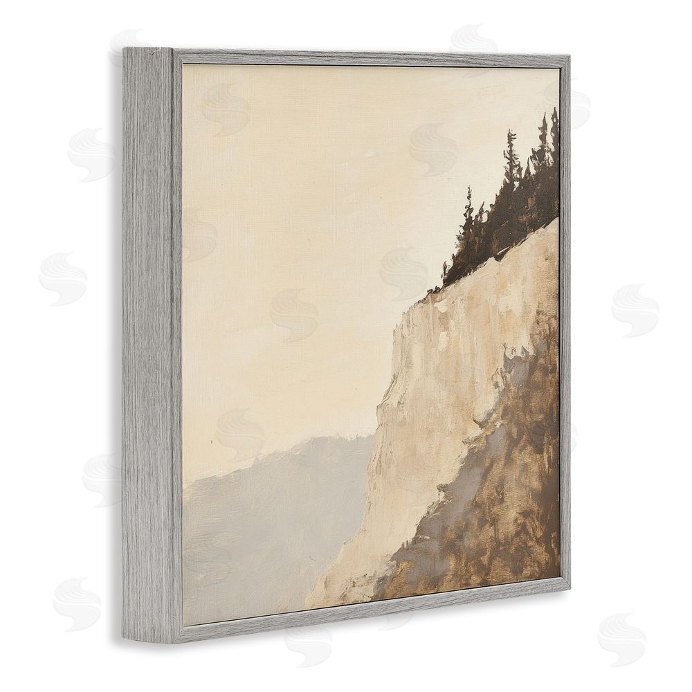 Petal Prints Design Serene Cliffside Vista Gray Framed Giclee Wall Art Print