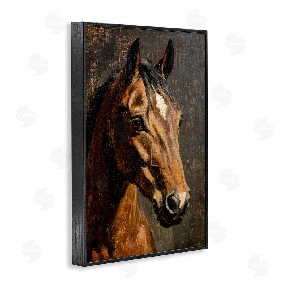 Petal Prints Design Horse Portrait Study Black Framed Giclee Wall Art