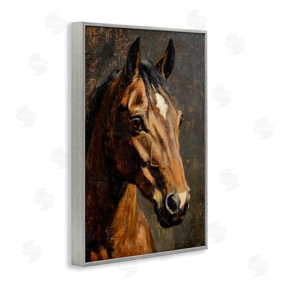 Petal Prints Design Horse Portrait Study Gray Framed Giclee Wall Art