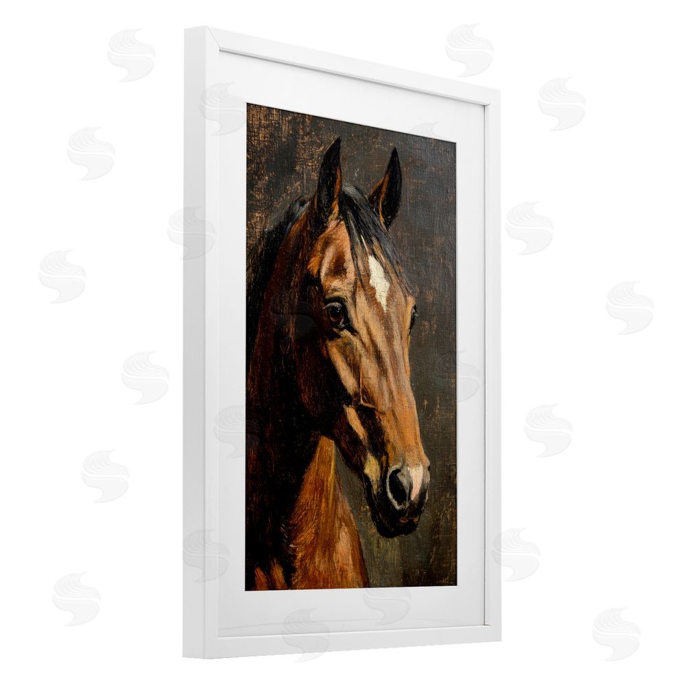 Petal Prints Design Horse Portrait Study White Framed Print Under Glass Wall Art